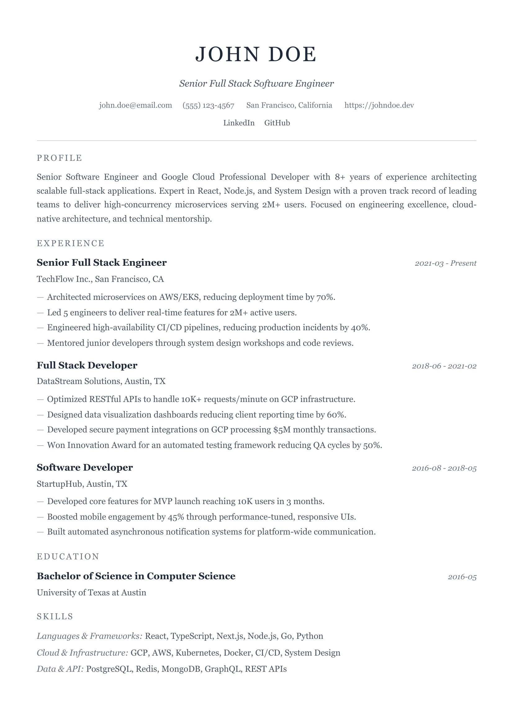 Minimal resume template